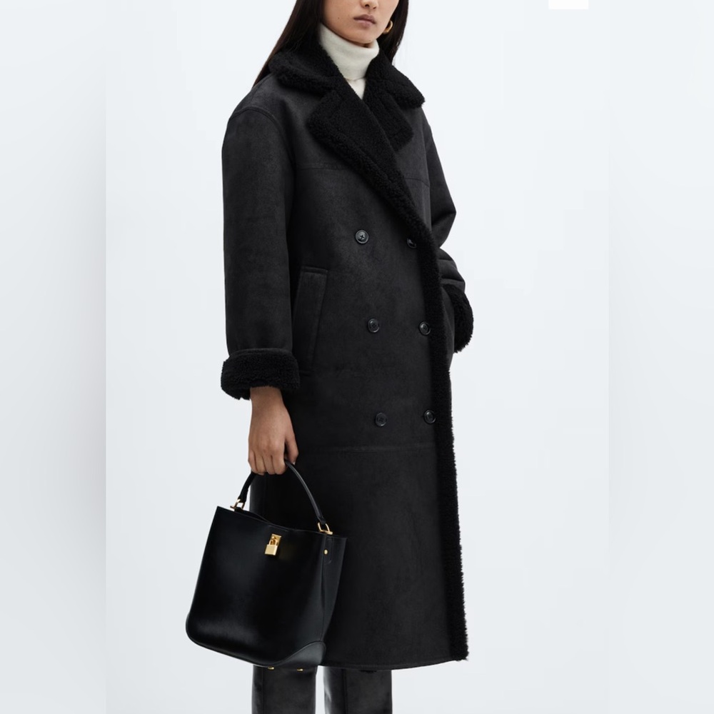 Mango shearling-lined fur-effect coat